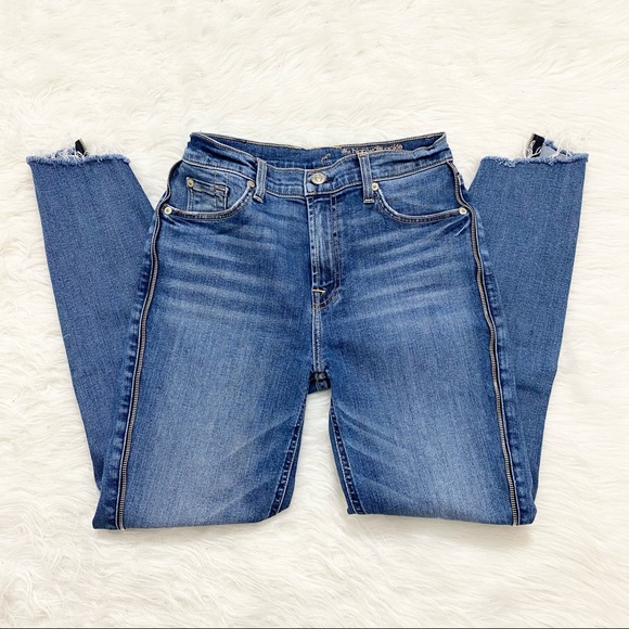 7 For All Mankind Denim - 7 FOR ALL MANKIND Zipper Trim Denim Skinny Jean Ankle Pants
